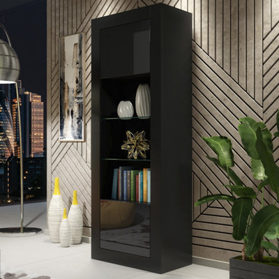  - Display Cabinet Illume 170CmBlack With Gloss Doors