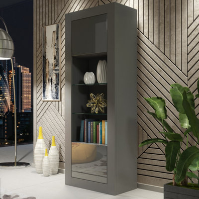  - Display Cabinet Illume 170CmDark Grey With Gloss Doors