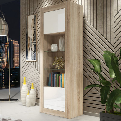  - Display Cabinet Illume 170CmOak & White Gloss Doors