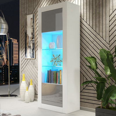  - Display Cabinet Illume 170CmWhite & Grey Gloss Doors And Led Lights