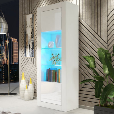  - Display Cabinet Illume 170CmWhite With Gloss Doors And Led Lights