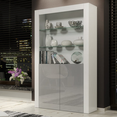  - Display Cabinet Spectrum 170CmWhite & Grey Gloss Doors