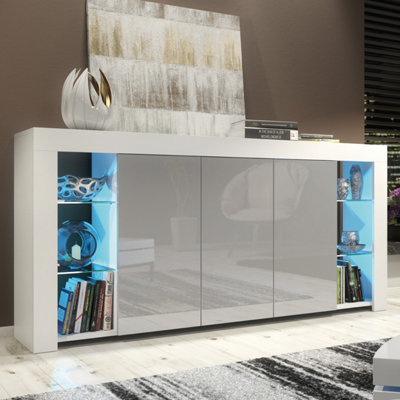 Sideboard Eden 164CmWhite & Grey Gloss Doors And Led Lights