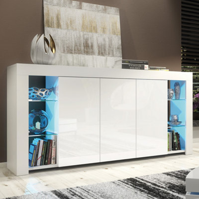 Sideboard Eden 164CmWhite With Gloss Doors And Led Lights