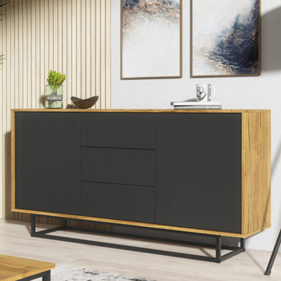 Sideboard Vista Loft 140CmDark Oak & Black Doors