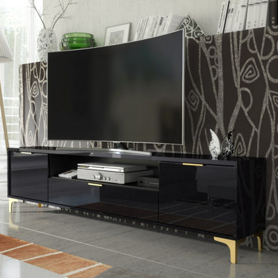  - Tv Unit Goldline Gloss 200CmGlossy Black