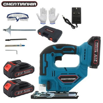 21V Cordless Jigsaw Electric Jig Saw Woodworking Power Tool Rechargeable Battery from B&Q