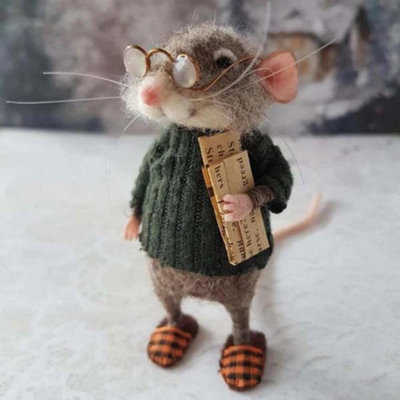 Mouse Doll Cute Needle Felted Mouse Christmas Felt Mice Ornaments For New Year from B&Q