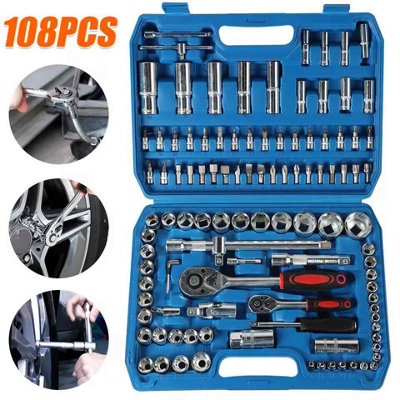 108 Piece Socket Wrench Set Ratchet Spanner And Screwdriver Bits from B&Q