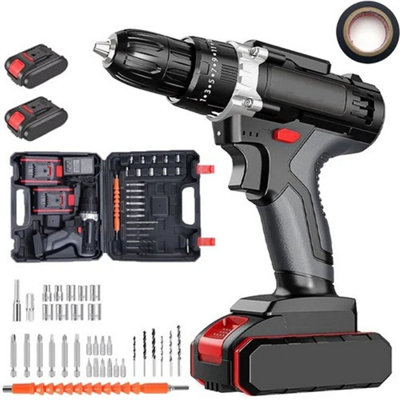  - 48V Cordless Hammer Drill Set Electric Impact Driver Screwdriver + 2X Battery Uk