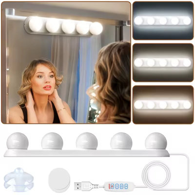 Makeup Mirror Led Light Bulbs Vanity Lights Usb Adjustable Brightness And Colour Temperature Bathroom Dressing Table Lighting from B&Q