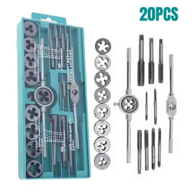 20-Piece Metric Tap & Die Set M3-M12 Threading Tools For Hand Tapping