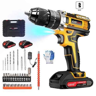 21V Cordless Drill & Driver Set Electric Screwdriver With 2 Batteries from B&Q