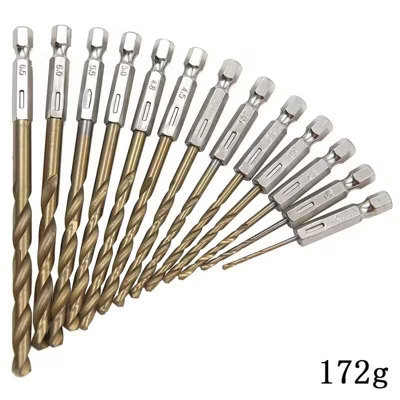  - 13Pcs Titanium Hex Twist Drill Bit Set 1.5-6.5mm For Electric Drills