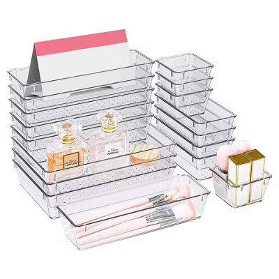  - 25Pc Clear Drawer Organizers For Desk And Makeup