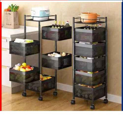  - Rotating 6Tier Vegetable Rack & Utility Cart For Kitchen