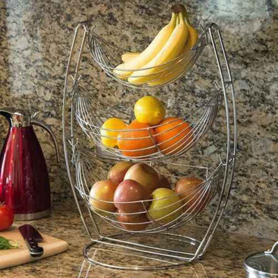 - 3Tier Chrome Fruit Basket & Vegetable Stand