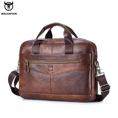 Mens Leather Laptop Briefcase 14 Messenger Bag Brown