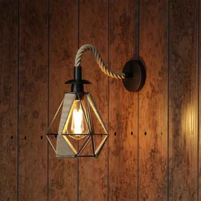 Rustic Hemp Rope Wall Sconce E27 Industrial Wall Light from B&Q
