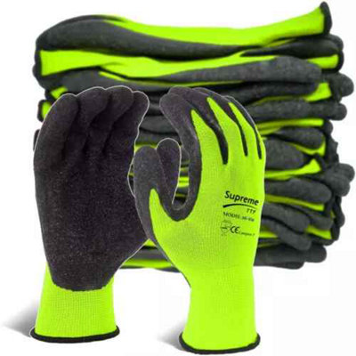 12 Pairs Thermal Latex Coated Work Gloves Winter Grip from B&Q