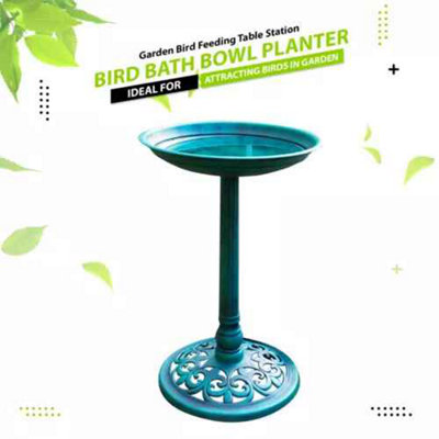 Traditional Outdoor Bird Bath Garden Pedestal Water Bowl from B&Q