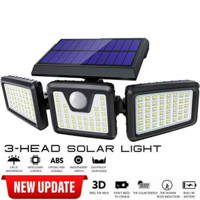  - 3 Head Solar Led Pir Motion Sensor Outdoor Garden Wall Security Light