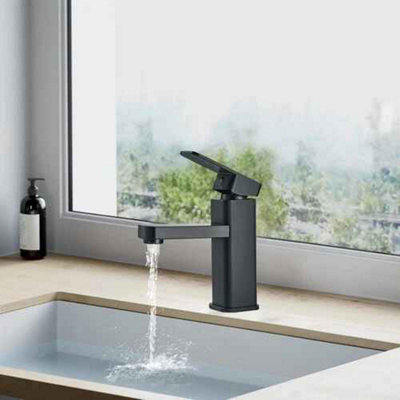  - Waterfall Basin Mixer TapBlack FinishIncludes Fixings And Waste