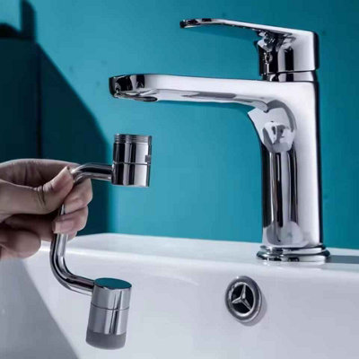  - 1080 Degree Swivel Faucet Extender Pack Of 2 Spray Splashproof Tap Aerator Silver