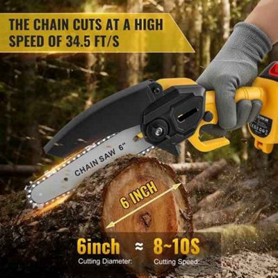  - 21V Mini Cordless Chainsaw 6 Inches One-Hand Electric Wood Cutter With 1 Battery  Portable Pruning Saw