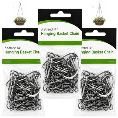 B&Q -  3X Hanging Basket Chain Heavy Duty Metal Plant Hanger With Hook & S-HooksRust Resistant Hanging Chain For Baskets