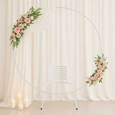 Sandra Chaircovers Premium White Moongate Wedding Arch Frame 200Cm Round Metal Flower Display StandSingle SetEasy Assembly Backdrop from B&Q