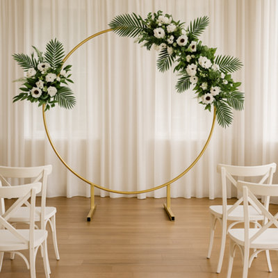 Sandra Chaircovers Premium Moongate Wedding Arch Frame180Cm Round Hoop Flower Backdrop StandGold Metal DisplayEasy AssemblySingle Piece from B&Q
