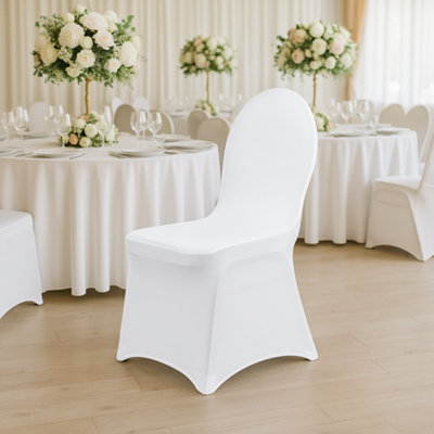 Sandra Chaircovers Scc Supreme Spandex Chair Cover White Flat Front Single240Gsm Stretch Fit DesignPolyester Spandex Durable Event Use from B&Q