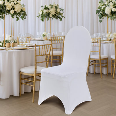 Sandra Chaircovers Scc Supreme 420Pcs Spandex Chair Covers White Arch Front240Gsm Stretch Fit DesignDurable Event Polyester Spandex from B&Q