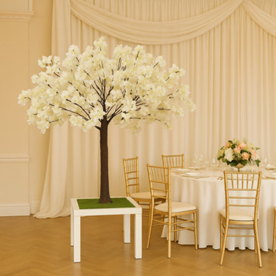 Sandra Chaircovers Weddinggeneral 160Cm Ivory Wisteria Blossom Tree SingleFiberglass StandSilk BlossomsRemovable BranchesSteel Base from B&Q