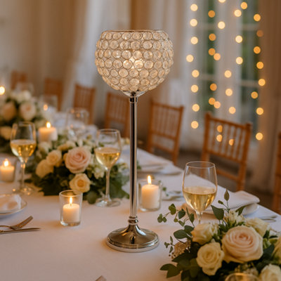 Sandra Chaircovers Crystal Globe 75Cm X 20Cm Crystal Globe CandelabraWedding Table CentrepieceSingleSilverCrystal Beaded Sphere from B&Q