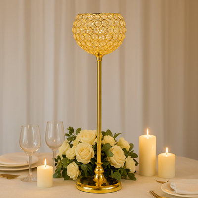 Sandra Chaircovers Crystal Globe Collection75Cm X 20CmCrystal Globe Candelabra Wedding CentrepieceSingleGoldMetal And Crystal from B&Q