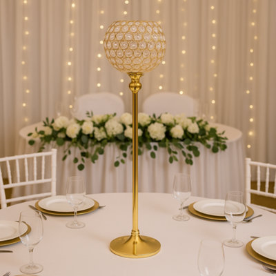 Sandra Chaircovers Crystal Globe Collection90Cm X 20CmCrystal Globe Candelabra Wedding CentrepieceSingleGoldMetal And Crystal from B&Q