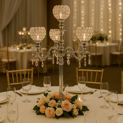 Sandra Chaircovers Crystal Goblet Collection85Cm X 50Cm5 Arm Crystal Goblet CandelabraSingleSilverMetal And CrystalWedding from B&Q
