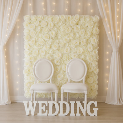 Sandra Chaircovers Rose Wall Collection60Cm X 40CmArtificial Flower Wall Backdrop Panel With Roses And HydrangeasSingleIvory from B&Q