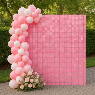 Sandra Chaircovers Sequin Wall Panel Collection30Cm X 30CmSquare Sequin Wall Panel BackdropSinglePinkAcrylic Sequins from B&Q