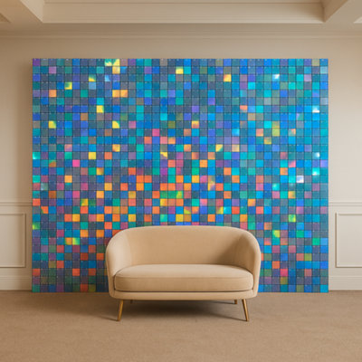 Sandra Chaircovers Sequin Wall Panel Collection30Cm X 30CmSquare Sequin Wall Panel BackdropSingleIridescent SilverAcrylic Sequins from B&Q