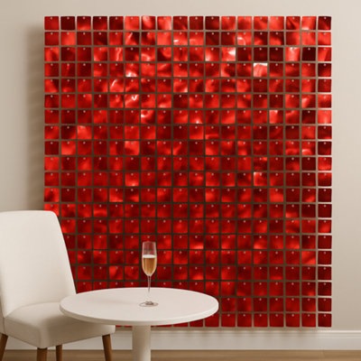 Sandra Chaircovers Sequin Wall Panel Collection30Cm X 30CmSquare Sequin Wall Panel BackdropSingleRedAcrylic Sequins from B&Q