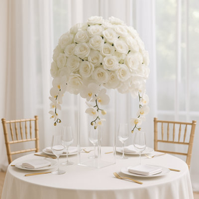Sandra Chaircovers Wedding General 50Cm Silk Rose Kissing Ball CentrepieceWhite Table Decoration For WeddingsEventsAisles from B&Q