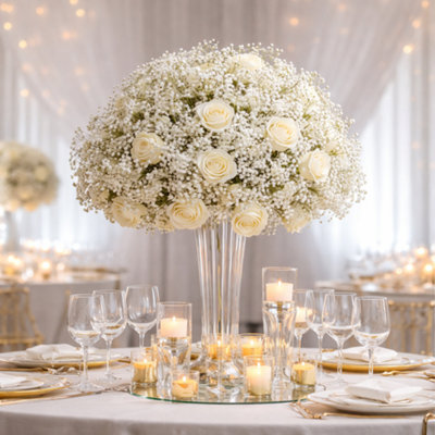 Sandra Chaircovers Baby Breath Collection60Cm DiameterSingleIvory Artificial Baby Breath Table Centrepiece Arrangement For Weddings from B&Q