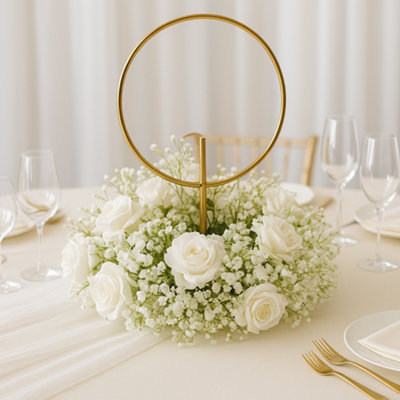 Sandra Chaircovers Baby Breath Collection60Cm DiameterSingleIvory Artificial Baby Breath Floral HoopWedding Event Table Arch Decor from B&Q