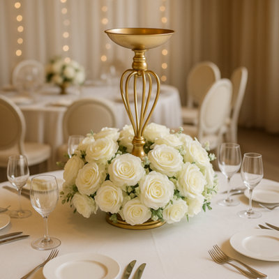 Sandra Chaircovers Rose Collection60Cm DiameterSingleIvory Artificial Rose Floral HoopSilk FlowersWedding Event Table Arch Decor from B&Q