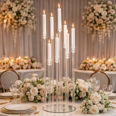 Sandra Chaircovers Sandrachaircovers Clear Acrylic Candelabra Candle Holder 120Cm Wedding Table Centrepiece Stand Event Party Decor from B&Q