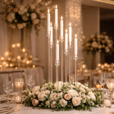 Sandra Chaircovers Sandra Single 120Cm Clear Acrylic 8 Head Candelabra Candle HolderWedding Table Centrepiece StandParty Event Decor from B&Q