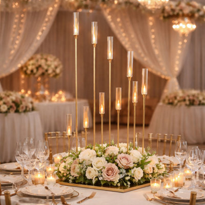 Sandra Chaircovers Sandra Single 165Cm Gold Metal 10 Head Candelabra Candle HolderWedding Table Centrepiece StandEvent Party Decor from B&Q
